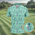 Astronaut Golfing Space Themed Tropical Golf Shirt, Golf Tops For Men, Golf Shirts For Men