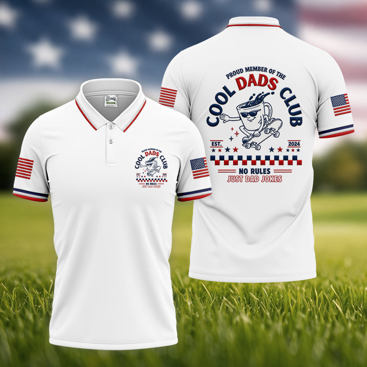 Cool Dads Club All-Over Print Polo Shirt, Golf Tops For Men, Golfing Apparel