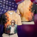 Gentleman Monkey Whiskey Golden Sunset Hawaiian Golf Polo, Golf Tops For Men, Golfing Apparel