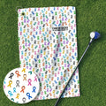 Cancer Awareness Ribbons White Golf Towel, Christmas Golf Gift, Golf Accessories