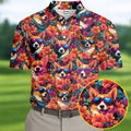 Tropical Corgi Floral Pattern Hawaiian Golf Polo, Golf Tops For Men, Golfing Apparel