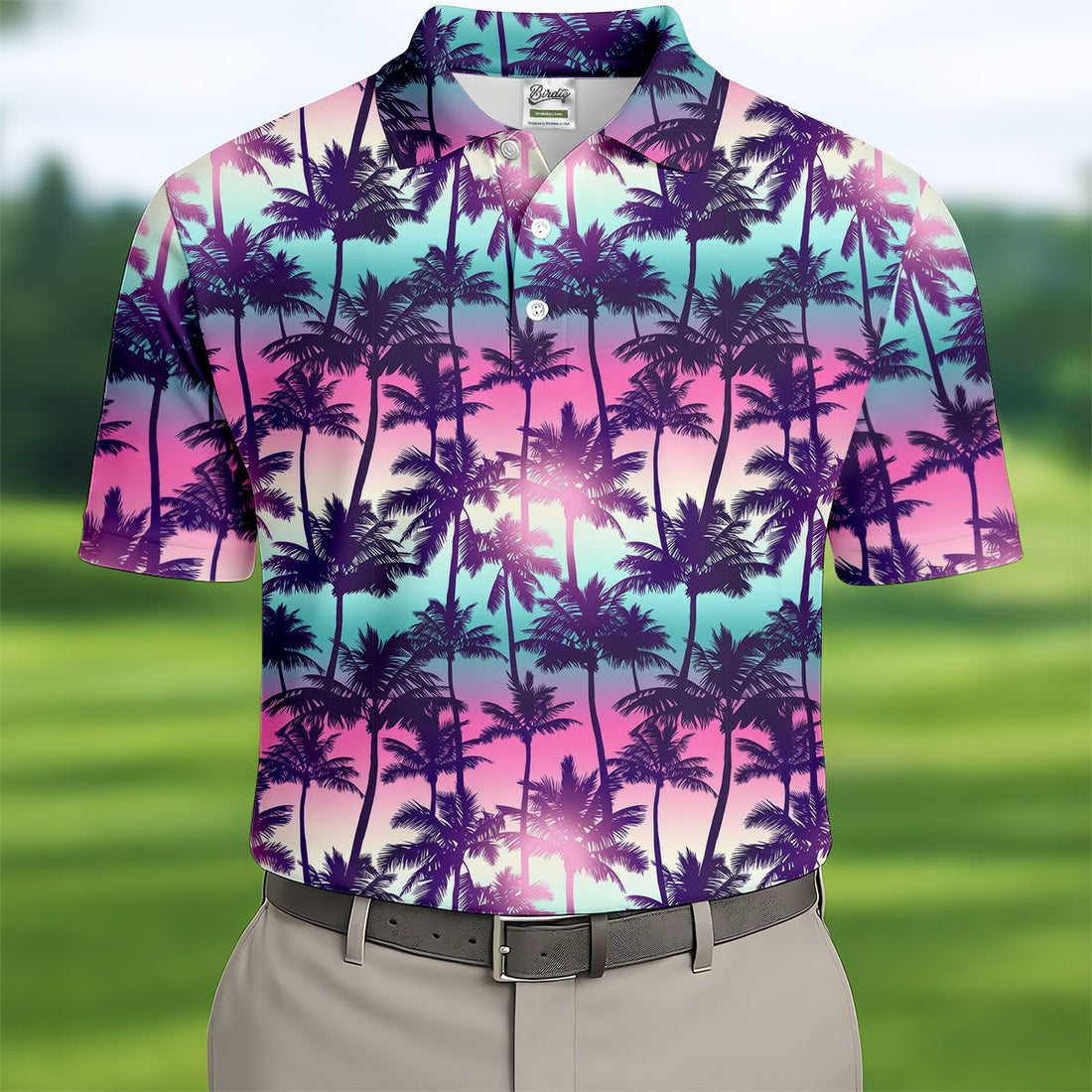 Tropical Palm Tree Golf Shirt, Men’s Golf Polo Shirt, Hawaiian Polo Shirt, Summer Beach Polo For Men