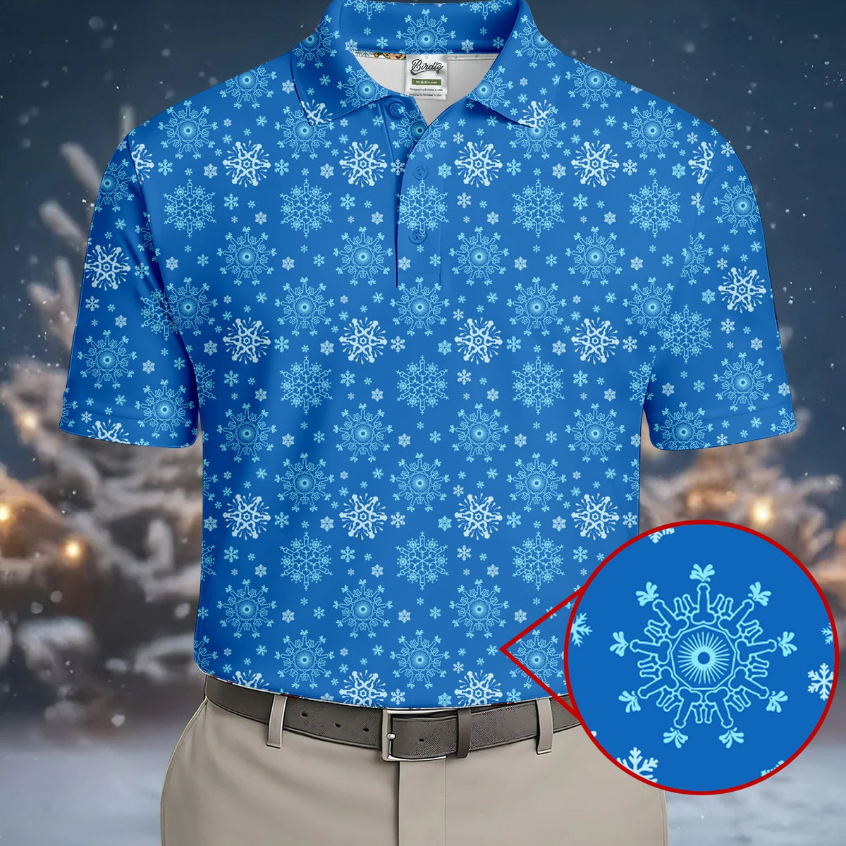 Dirty Funny Adult Humor Snowflakes Blue Golf Shirt, Fun Men's Golf Polos, Christmas Golf Shirt, Polo Shirts For Men