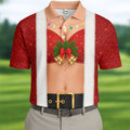Men's Funny Mrs Claus Costume Golf Shirt, Christmas Golf Shirt, Golf Apparel For Men