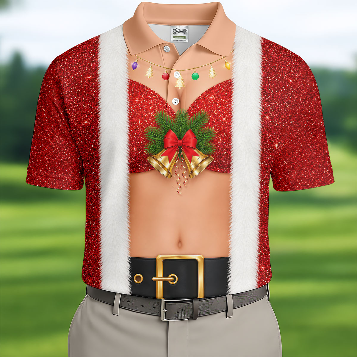 Men's Funny Mrs Claus Costume Golf Shirt, Christmas Golf Shirt, Golf Apparel For Men