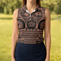 Maori Tattoo Pattern with Traditional Tiki Mask Hawaiian Golf Polo, Golf Tops For Women, Golfing Apparel