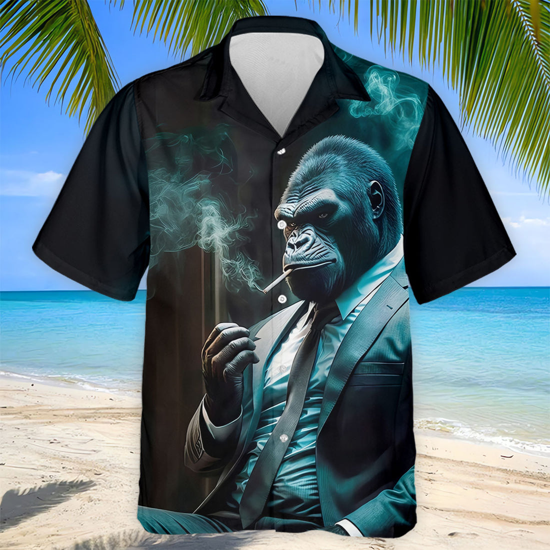Gorilla Executive Midnight Smoke Hawaiian Golf Shirt, Men's Golf Shirt, Polo Shirts For Men