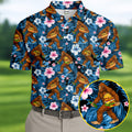 Tropical Bigfoot Burger Party Pattern Hawaiian Golf Polo, Golf Tops For Men, Golfing Apparel
