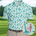 Funny Tropical Couple Beach Pattern Men's Golf Shirt, Hawaiian Golf Shirt, Golf Apparel For Men