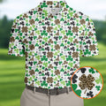 Leopard Pattern St Patrick's Day Shamrock Golf Shirt, Fun Golf Shirts For Men, Polo Shirts For Men