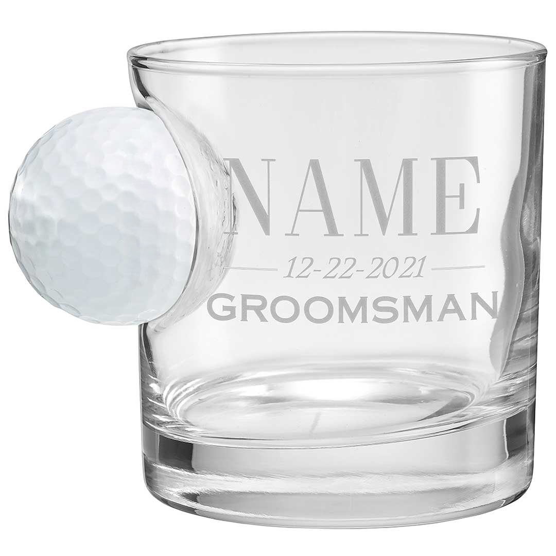Personalized Groomsmen Golf Ball Glasses, Golf Whiskey Glass Set, Golf Gifts For Dad