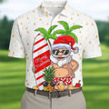 Men's Vacation Mode Santa Sufing Golf Shirt, Christmas Golf Shirt, Golf Apparel For Men