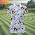 Custom Photo Funny Golf Polo Shirts With Faces, Hilarious Golf Shirts For Dad