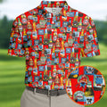 Beer Bottle Labels Red Golf Shirt, Men's Funny Golf Shirts, Golf Tops For Men, Golf Shirts For Men