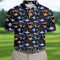 Colorful Dinosaur Hawaiian Golf Shirt, Cute Golf Outfit, Men's Golf Shirt, Polo Shirts For Men