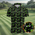 Three Leaf Clover Golf And Beer St Patrick's Day Black Golf Shirt, Fun Golf Shirts For Men, Polo Shirts For Men