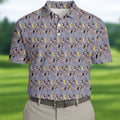 Dancing Figures Moon And Stars Pattern Polo Shirt, Mens Golf Shirts, Golf Apparel For Men