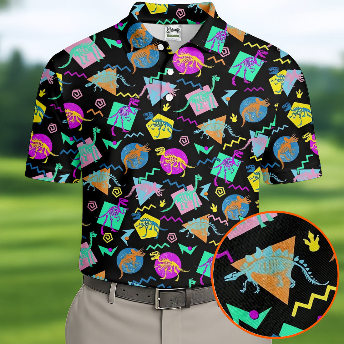 Dinosaur Skeletons Vintage Hawaiian Golf Shirt, Men's Golf Shirt, Polo Shirts For Men