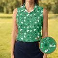Golf Items Seamless Pattern St. Patrick’s Day Shamrock Golf Shirt, Women's Golf Tops, Ladies Golf Polos