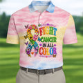 Fight Cancer In All Color Floral Ribbon Polo Shirt, Mens Golf Polo, Printed Golf Shirts