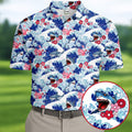 Japanese Shark Wave Sakura Golf Shirt, Mens Golf Polo, Printed Golf Shirts, Golf Apparel For Men