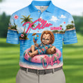 Killer Summer Vibes Evil Doll Golf Polo Shirt, Golf Shirts For Men, Mens Polo Shirts