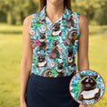 Funny Raccoons Enjoying Coconuts Design Hawaiian Golf Polo, Golf Tops For Women, Golfing Apparel