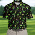 Mushroom And Skull Neon Pattern Hawaiian Golf Shirt, Men's Funny Golf Shirts