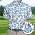 Funny Blue Rose Floral Pattern Men's Golf Shirt, Dirty Humor Polo Shirts For Men, Printed Golf Shirts