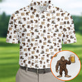 Let's Par Tee Bigfoot Golf Pattern Men's Golf Shirt, Golf Apparel For Men, Printed Golf Shirts