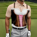 Funny Oktoberfest Dirndl Costume Polo Shirt, Mens Golf Apparel, Mens Golf Polo