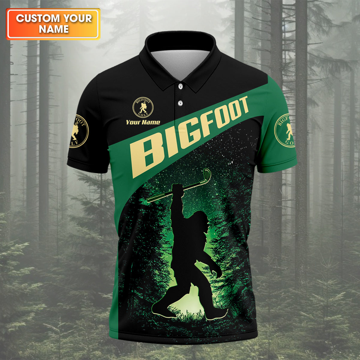 Bigfoot Custom Mens Golf Polo Shirt,  Golf Gifts For Dad