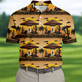 UFOs, Aliens and Cactus Desert Scene Hawaiian Golf Polo, Golf Tops For Men, Golfing Apparel