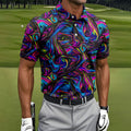 Vibrant Neon Liquid Marble Abstract Golf Shirt, Mens Golf Shirts, Golf Polo Shirts For Men