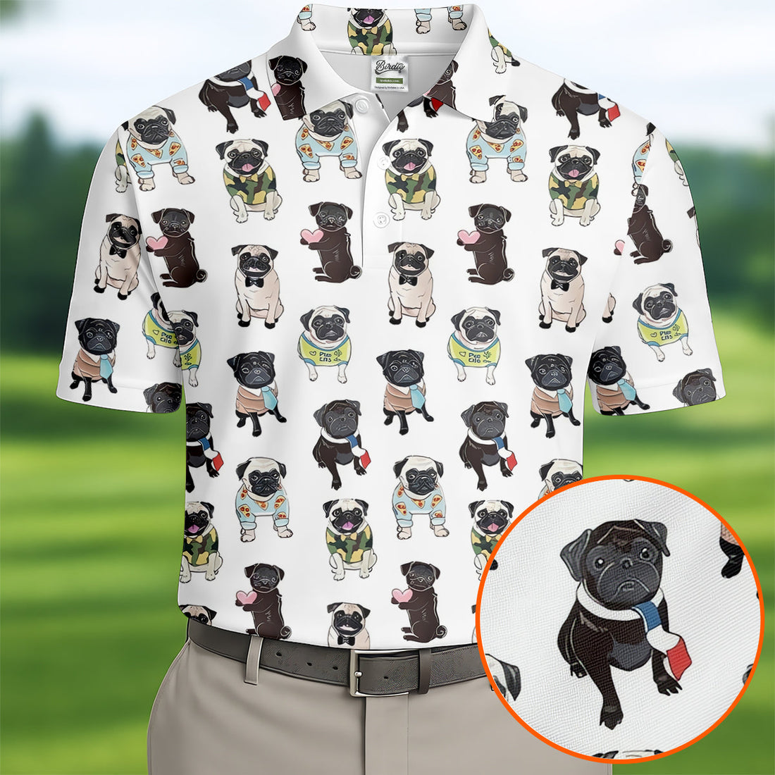 Funny Pug Dog Hawaiian Golf Shirt, Retro Golf Shirt, Men's Golf Shirt, Polo Shirts For Men