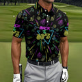Back To 80's Neon Pattern Hawaiian Golf Shirt, Tropical Vibe Men's Funny Golf Shirts