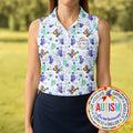 Autism Awareness Colors Puzzles Butterfly Floral Golf Shirt, Women's Golf Tops, Ladies Golf Shirts
