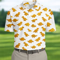 Cute Dinosaur Cookie Pattern Men's Golf Shirt, Golf Shirts For Men, Printed Golf Shirts