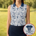 Skull Pirate Ocean Adventure Vintage Golf Shirt, Ladies Golf Tops, Golf Shirt For Women