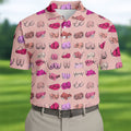 Pink Funny Boob Pattern Golf Polo Shirt, Men's Golf Shirts, Printed Golf Shirts