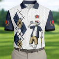 Funny Skeleton Golfer Drinking Beer Polo Shirt, Mens Golf Polo, Golf Apparel For Men