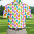Pastel Easter Peeps Colorful Checkered Golf Shirts For Men, Cute Golf Outfit, Polo Shirts For Men