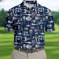 Line-art Sketches Sci-Fi Spacecraft Dark Navy Golf Shirts For Men, Polo Shirts For Men, Golfing Apparel