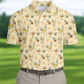 Retro Cocktail Drinks Pattern Golf Polo Shirt, Golf Polo Shirts For Men, Mens Golf Apparel