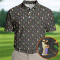 Funny Golf Lesson Alligator Pattern Polo Shirt, Golf Shirts For Men, Mens Golf Apparel