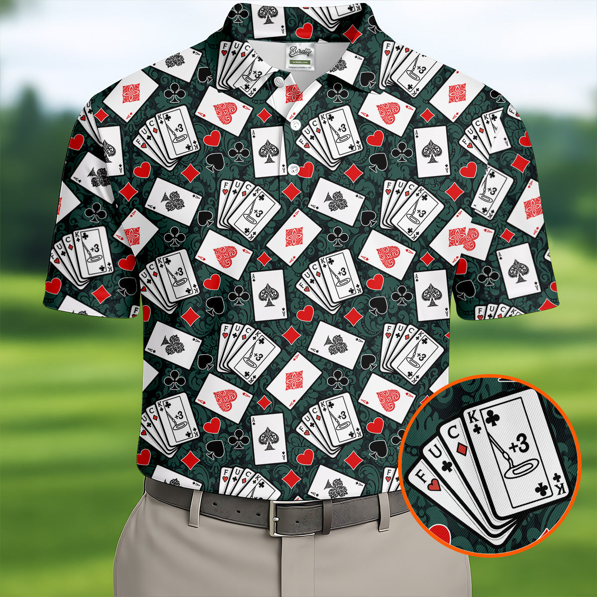 Funny F*ck Three Putts Cards Casino Themed Golf Tops For Men, Polo Shirts For Men, Golf Shirts For Men