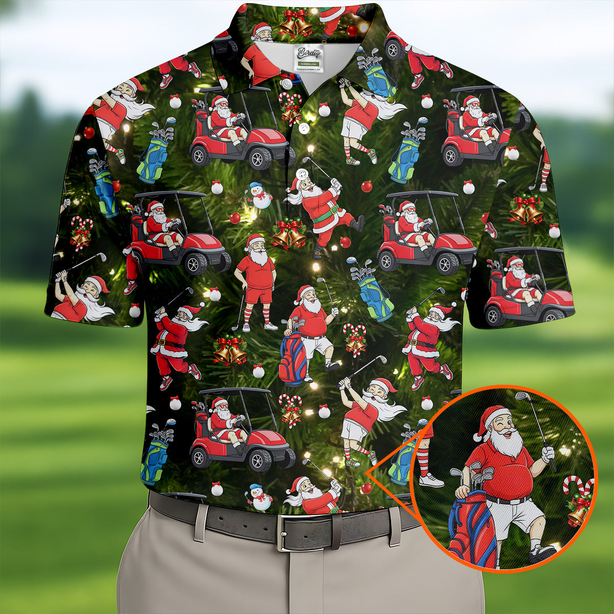 Funny Santa Claus Golf Pose Golf Tops For Men, Polo Shirts For Men, Christmas Golf Shirt, Mens Golf Gift