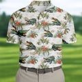 Tropical Coastal Alligator and Hibiscus Pattern Hawaiian Golf Polo, Golf Tops For Men, Golfing Apparel