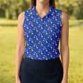 Memphis Pattern Hawaiian Golf Shirt, Retro Summer Women's Golf Tops, Ladies Golf Shirts