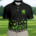 Shenanigans Coordinator Golf Ball Pattern St Patrick Day Black Golf Shirt, Golf Tops For Men, Golf Shirts For Men